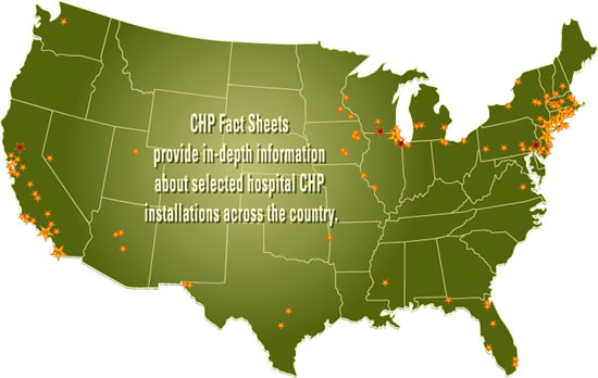 Map of Hospital Locations with existing DG/CHP Systems.
